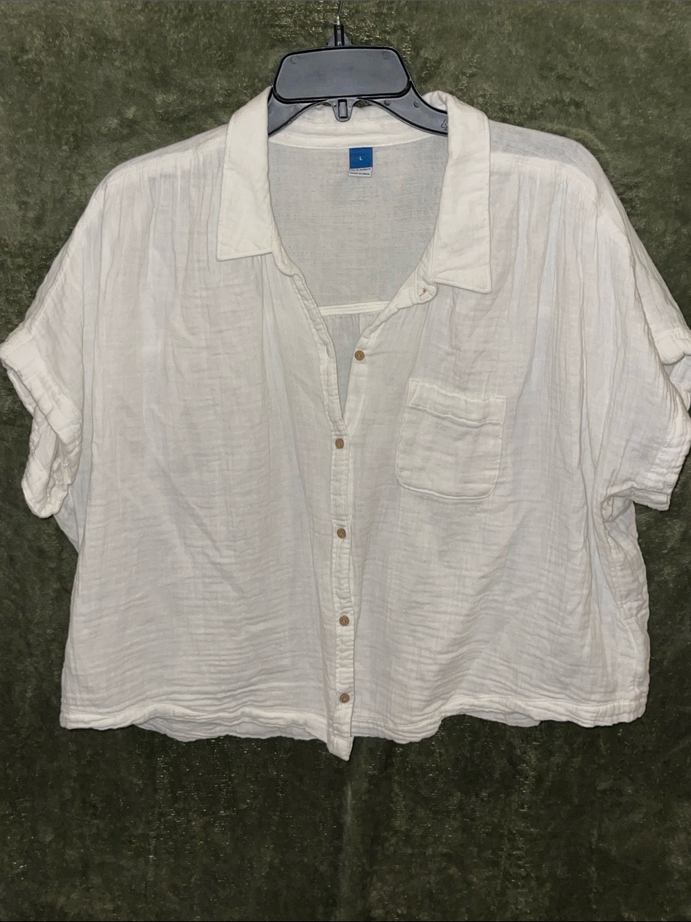 Old Navy White Gauze Button-Down Shirt with Chest Pocket
